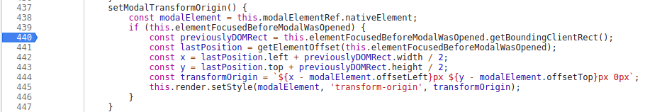 nz-modal getBoundingClientRect() frame drop reason